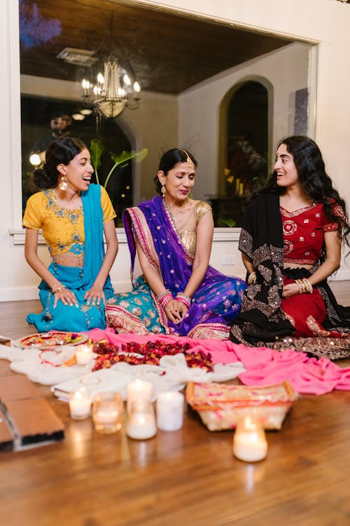 Family on a Traditional Ceremony in India 