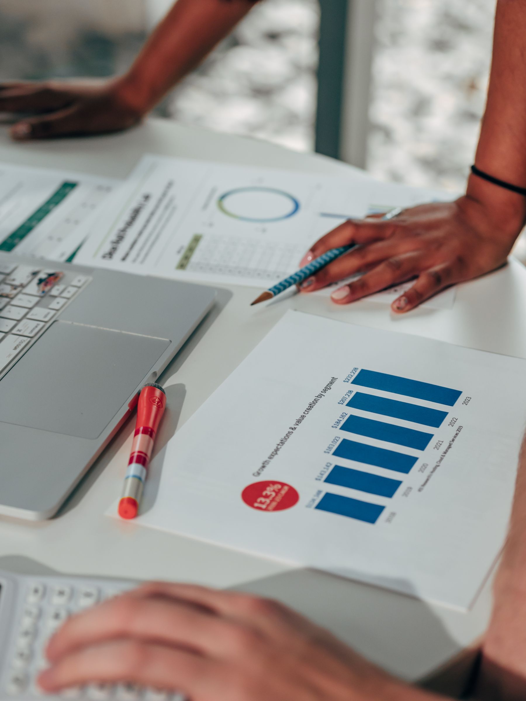 Business team working with analytics and financial data