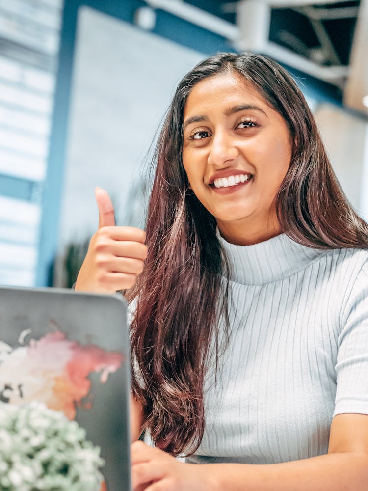 Woman Smiling And Approving