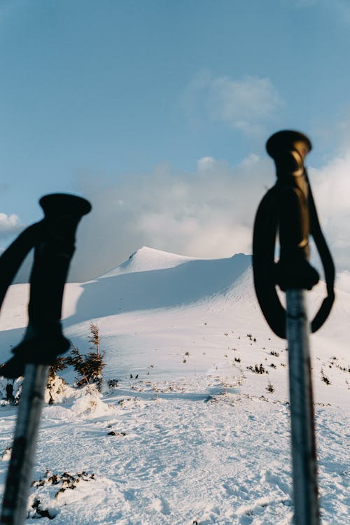 Photo of Ski Poles on Snow Covered Ground