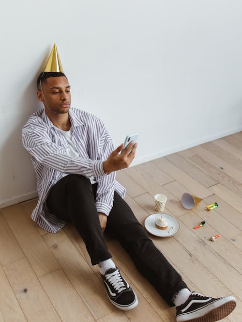 Man Wearing a Party Hat