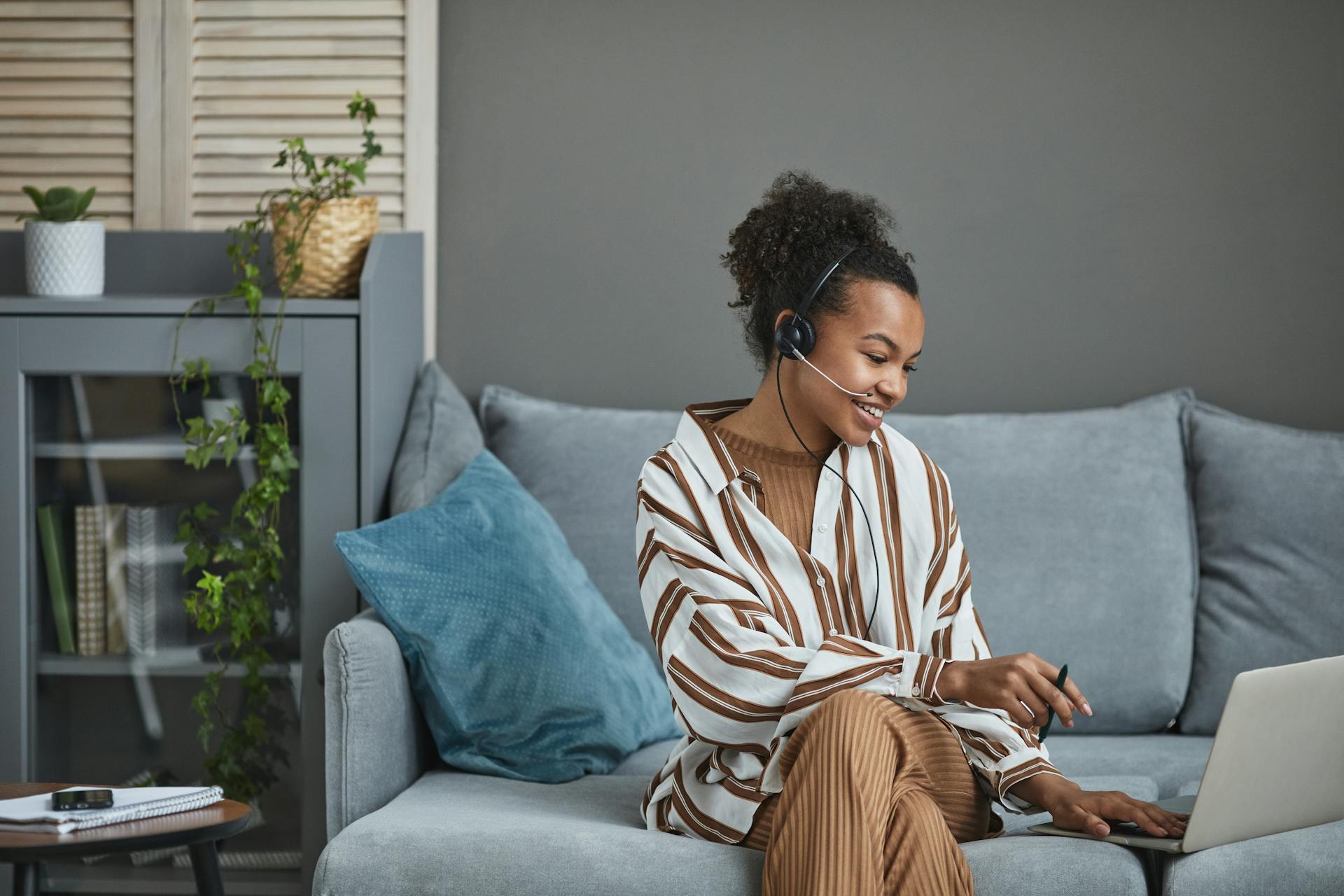 A Call Center Agent Working From Home