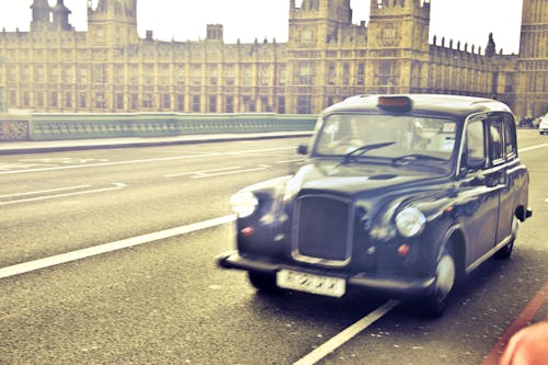 Free Blue Classic Car Near Westminster Palace Stock Photo
