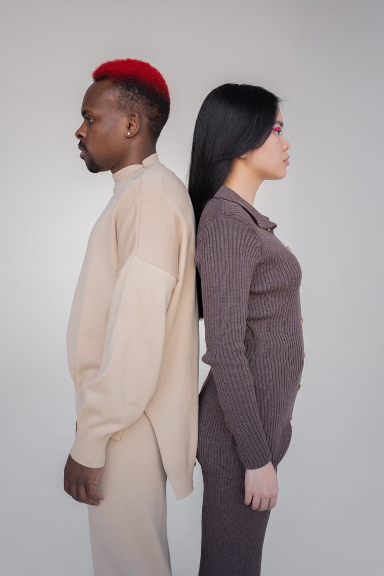 Stylish Black Man And Asian Woman