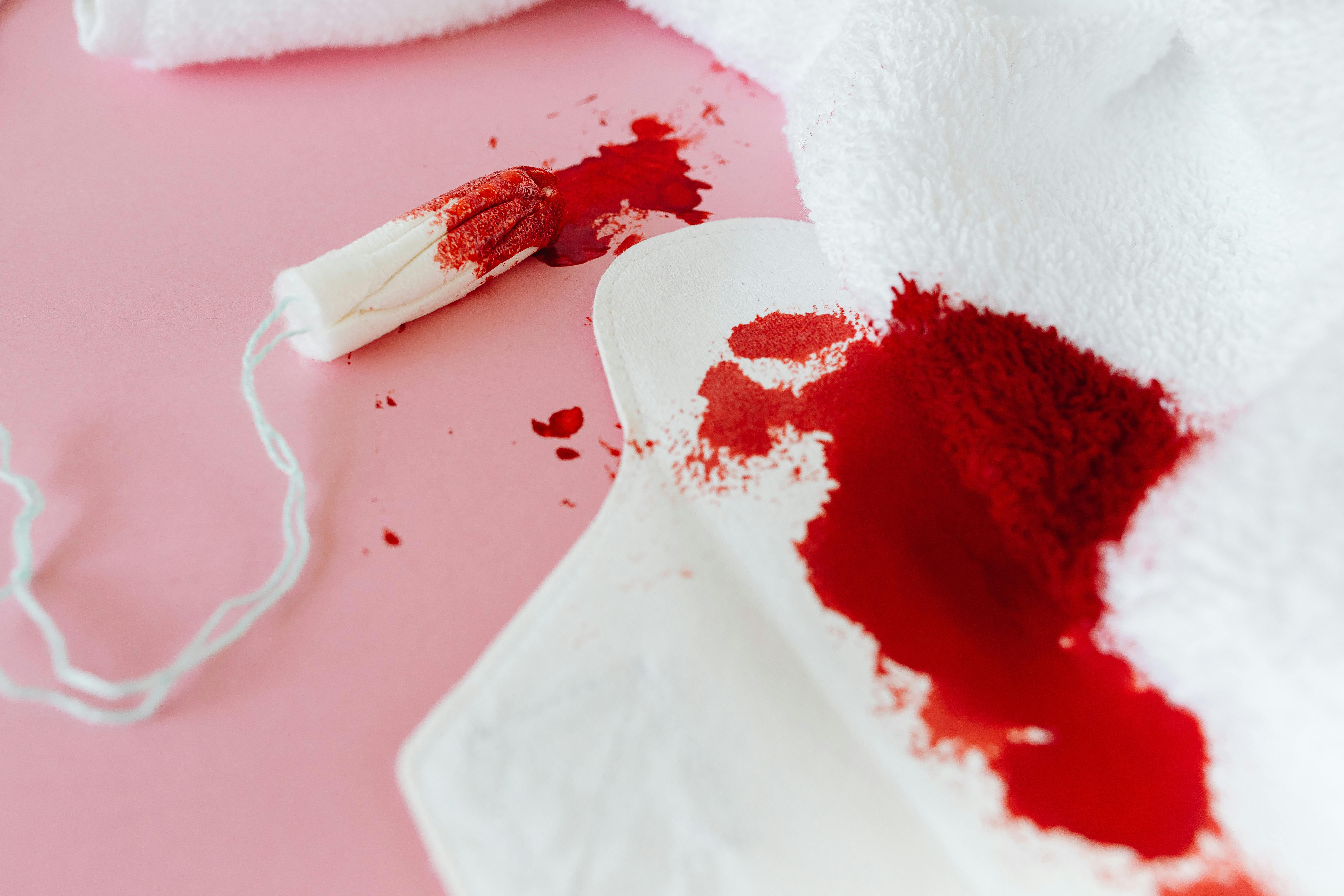 Menstrual Blood On Sanitary Pad Stock Photo