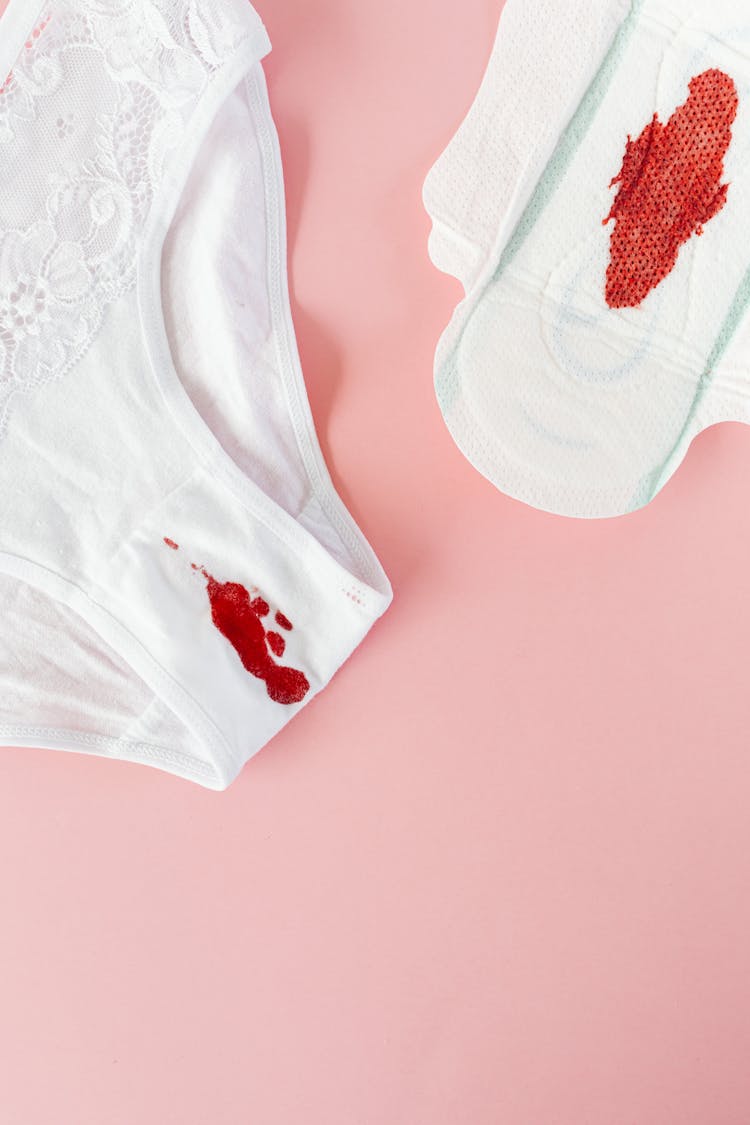 A Panty And Pad With Blood