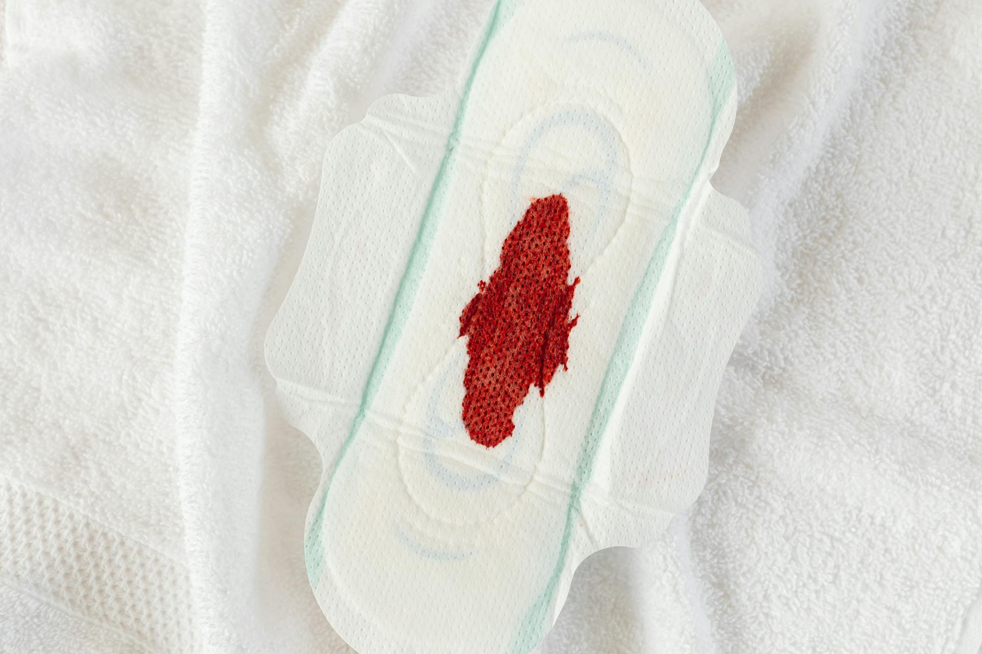 Close-up Shot of a Pad with Blood