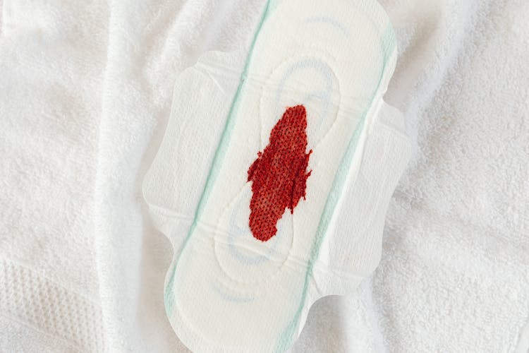 Close-up Shot Of A Pad With Blood