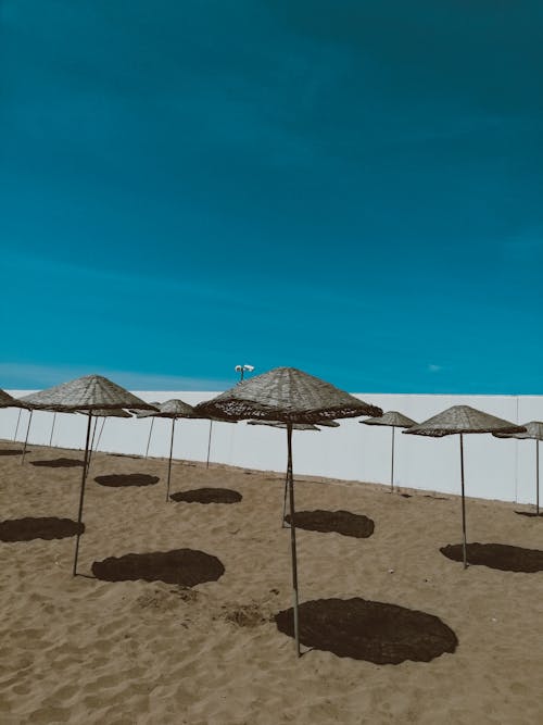 Shadows under Beach Umbrellas