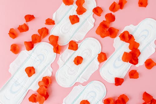 Sanitary Napkins on Pink Background