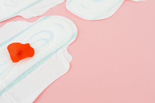 Close-up Shot of a Petal on the Menstrual Pad