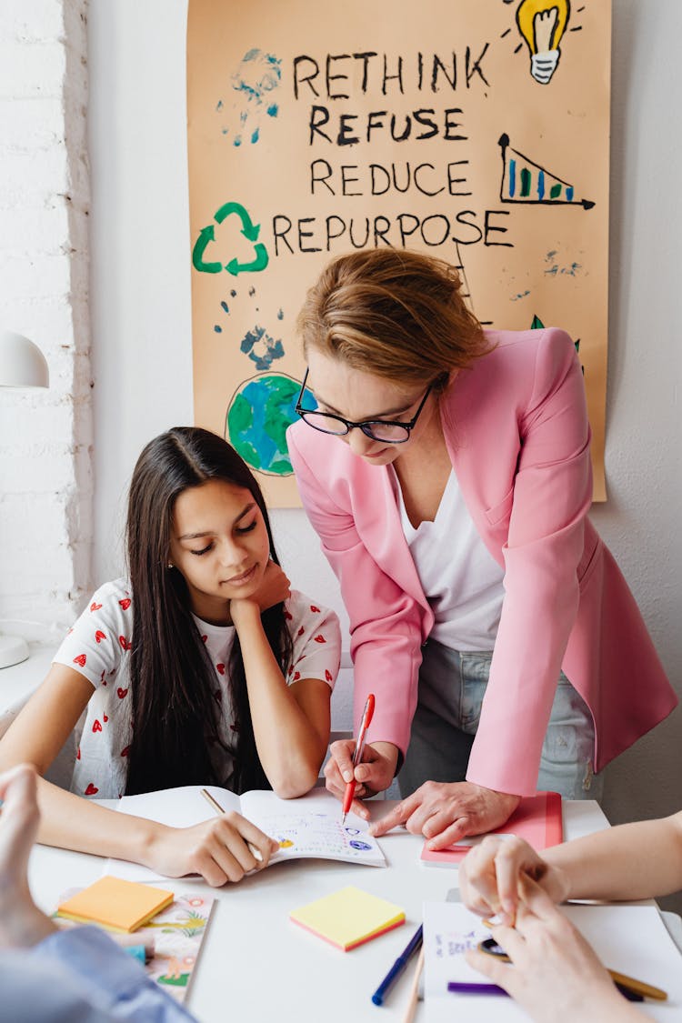 A Woman Teaching Her Students