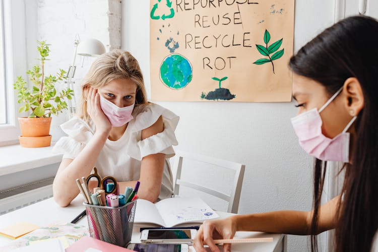 Women Wearing Face Mask 