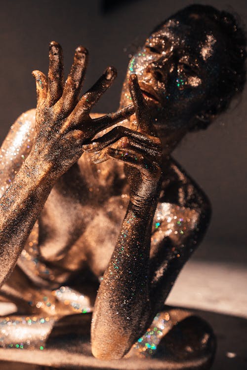 A Woman with Glitters on Her Face