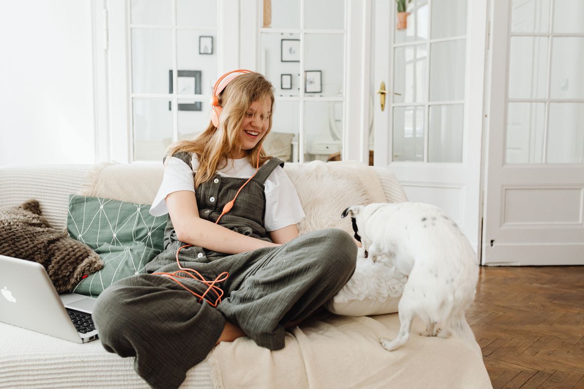 A pet and their person relaxing together