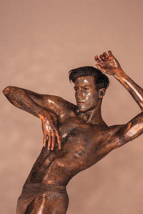 Free A Man with Shimmering Body Paint Stock Photo
