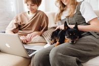 A Dog Lying Near the Macbook