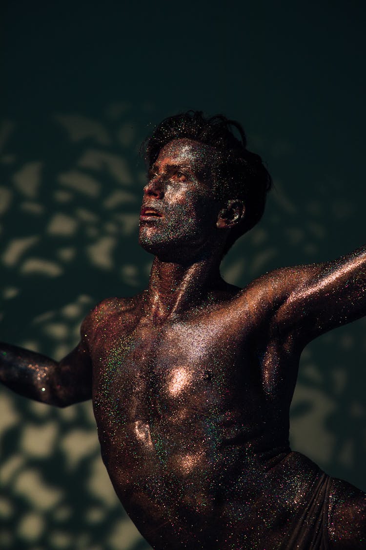 Photo Of A Man Covered In Glitters