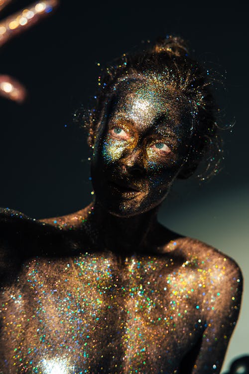 A Woman Covered with Shimmering Body Paint