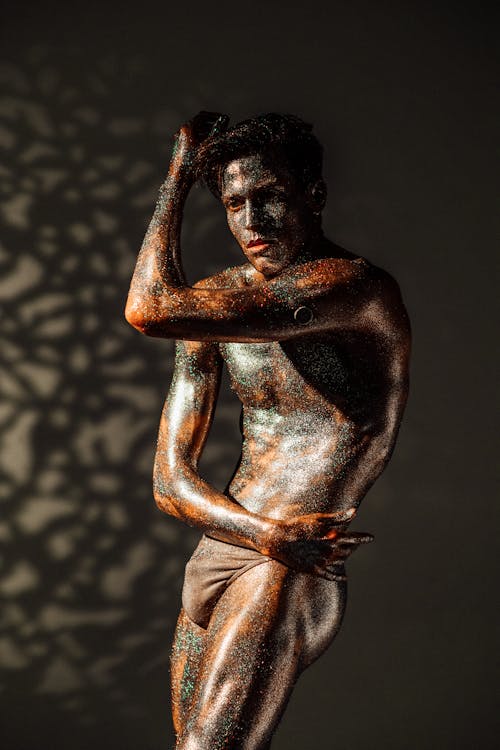 Free A Model Covered in Shimmering Body Paint Stock Photo
