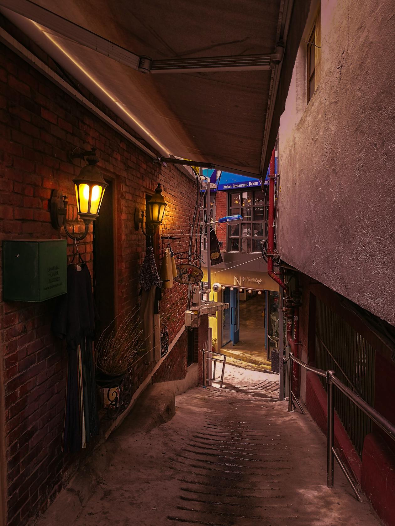 Traditional Korean hanok village street in Seoul with historical architecture