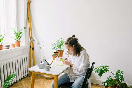 Young Girl Doing a School Work