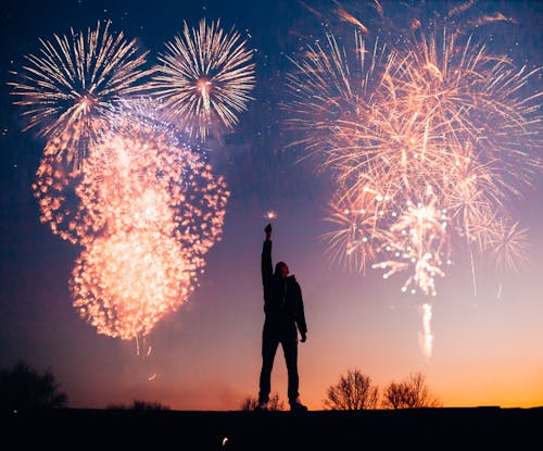 Free Man With Fireworks Stock Photo
