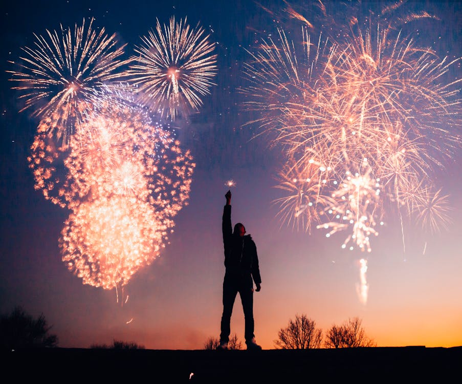 Free Man With Fireworks Stock Photo