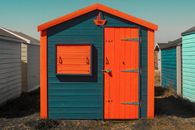 A Gray and Orange Wooden House