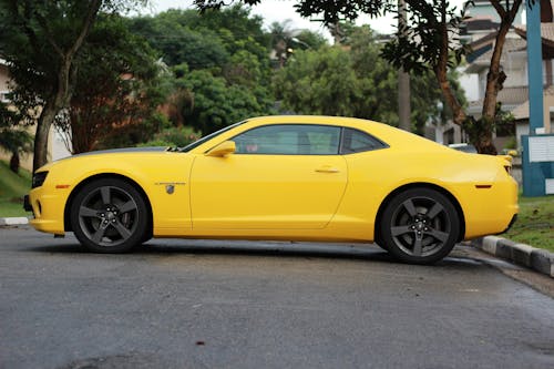 Free Side View of a Yellow Camaro Stock Photo
