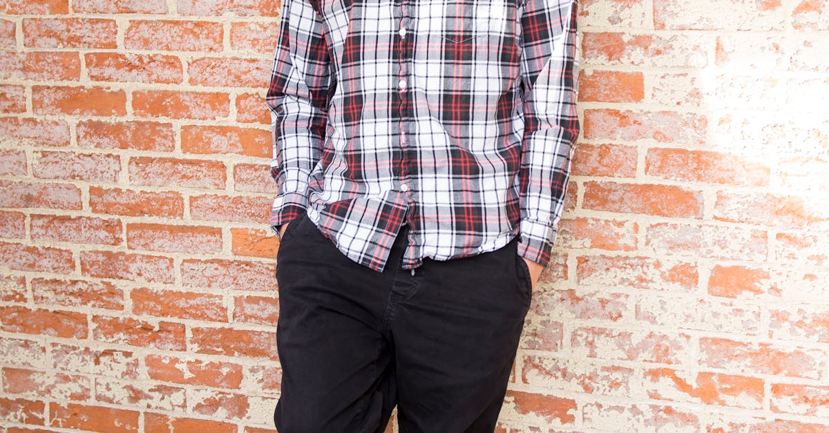 Man Wearing Red And White Plaid Dress Shirt And Black Pants