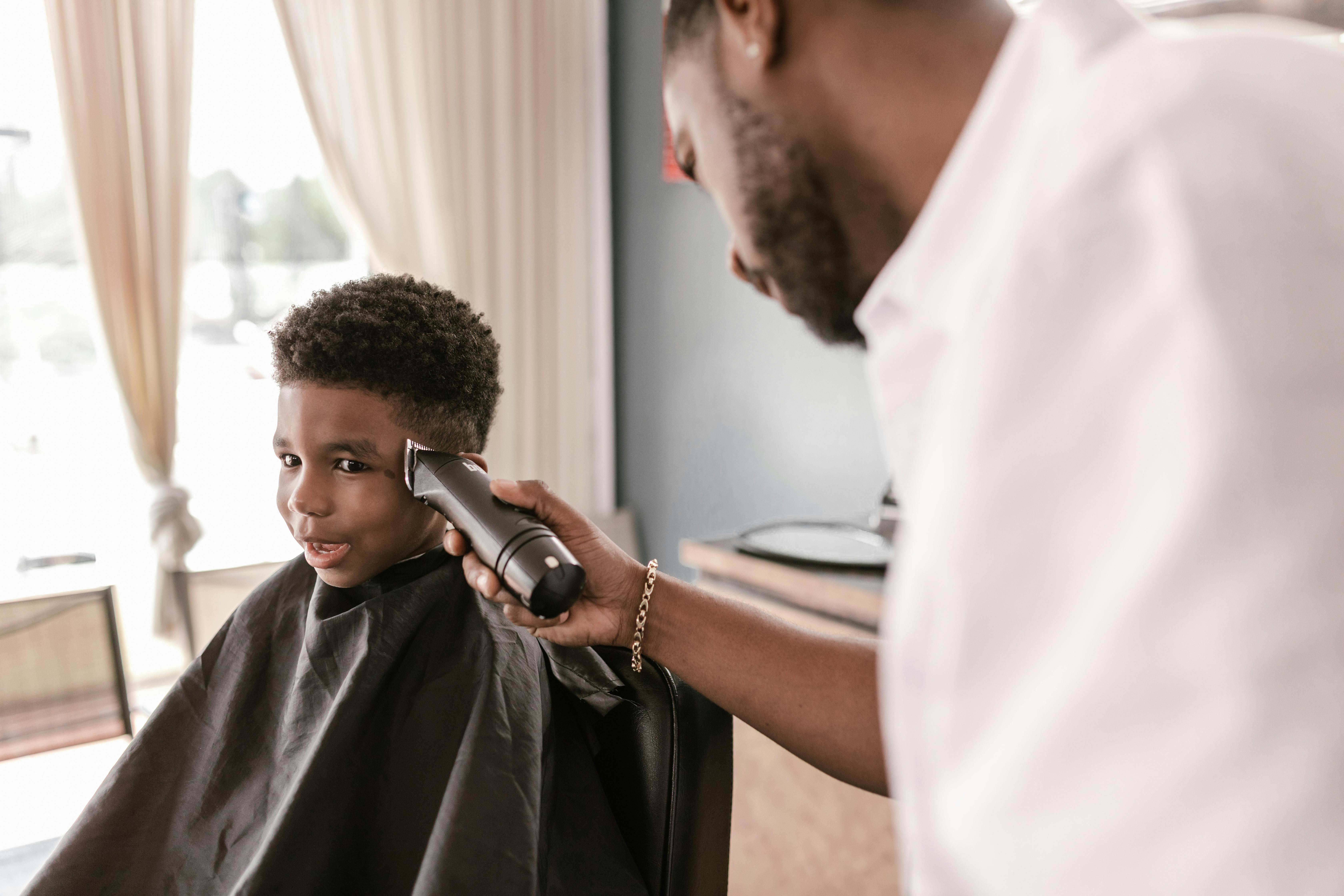 boy getting a haircut