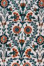White Black and Brown Floral Textile