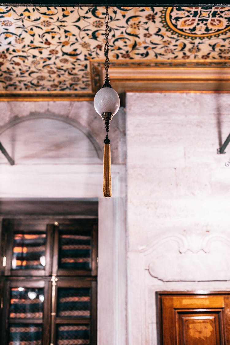 A Tassel Lamp Hanging Indoors