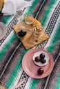 White Ceramic Plate With Brown Wooden Tray