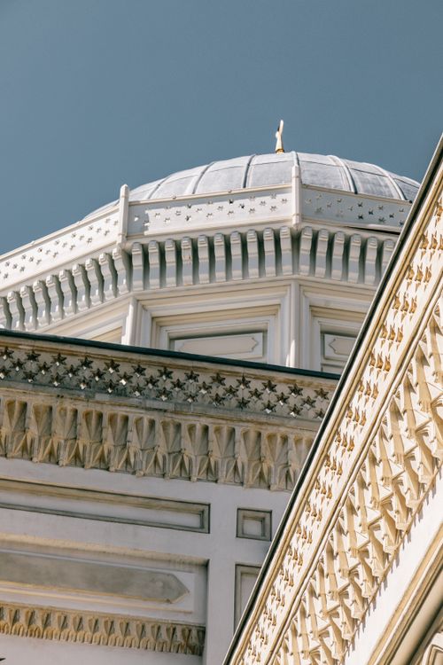 Free Close view of the Yildiz Hamidiye Mosque dome showcasing Ottoman architecture in Istanbul, Turkey. Stock Photo