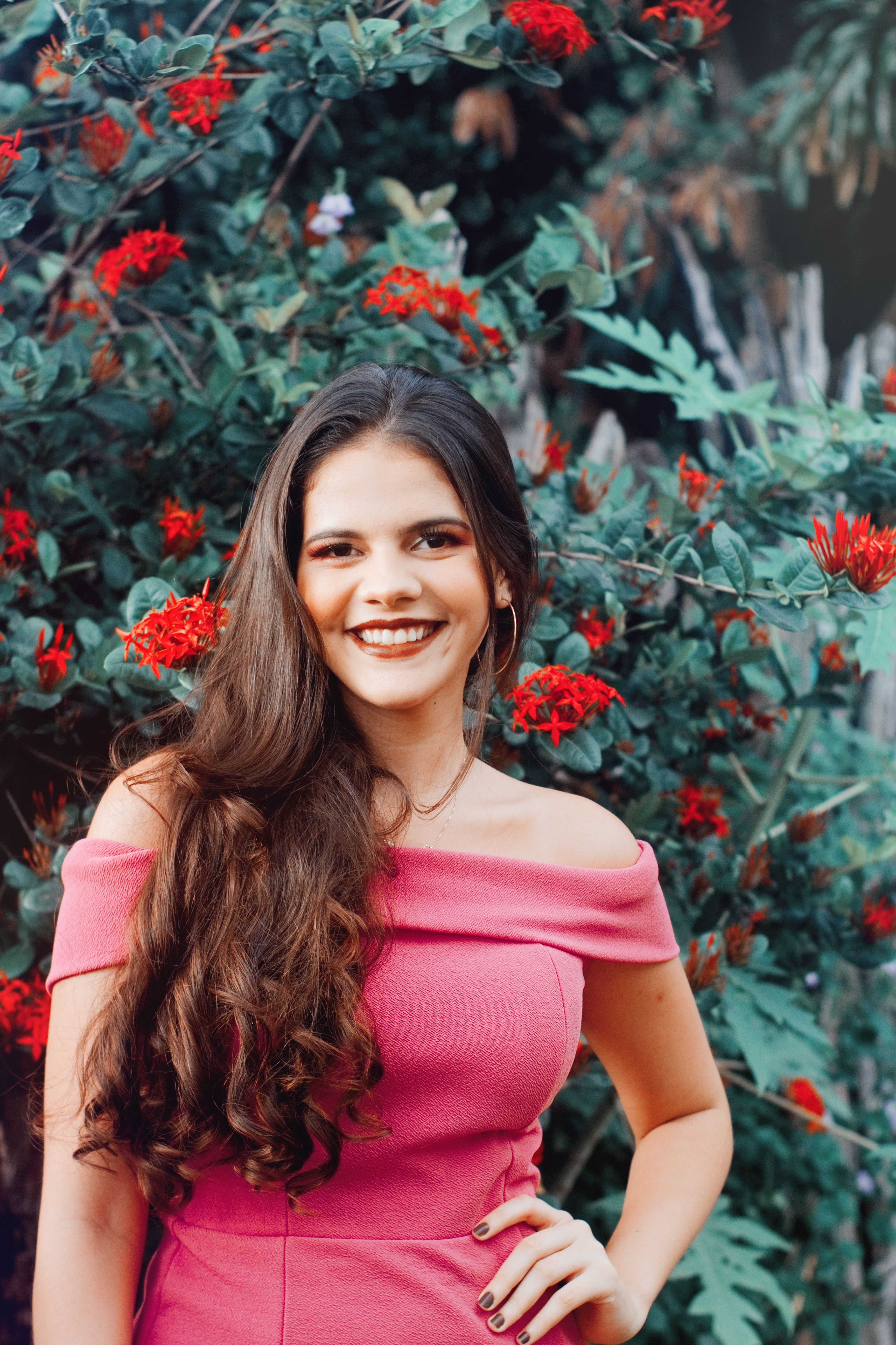 Woman in a Pink Dress in a Flower Field · Free Stock Photo