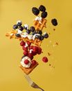 Creative Shot of Waffles and Berries