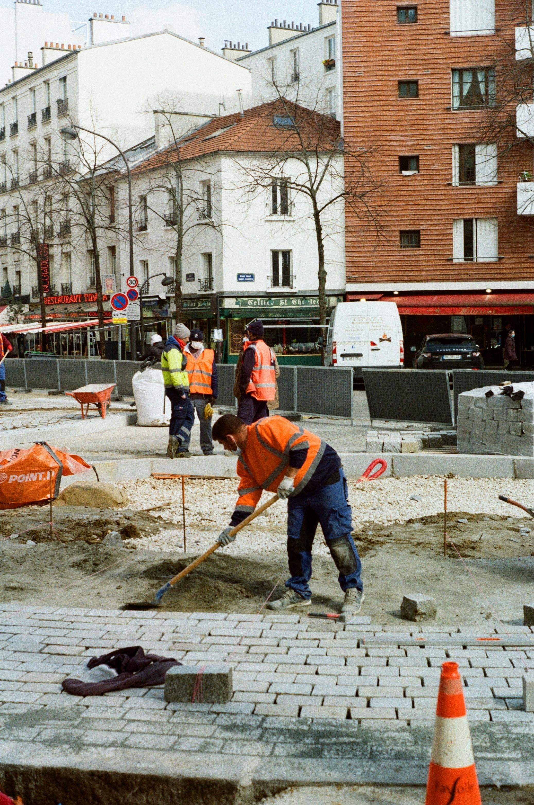 a worker using a shovel