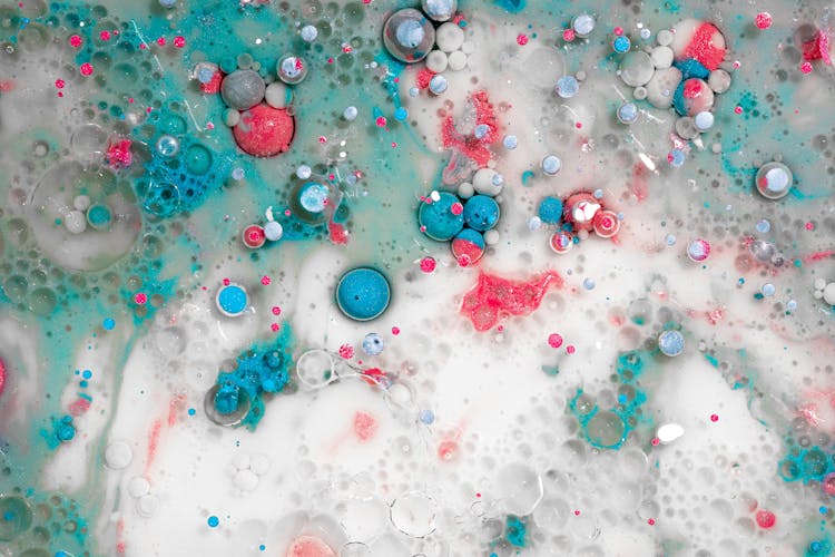 Bubbling In Gray Blue And Pink Paint