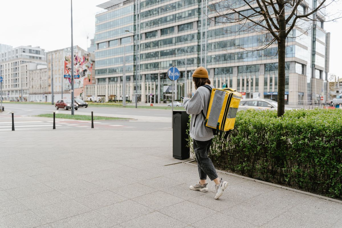 Customer receiving a package delivery