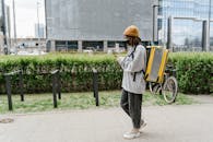 Deliveryman Walking on the Street