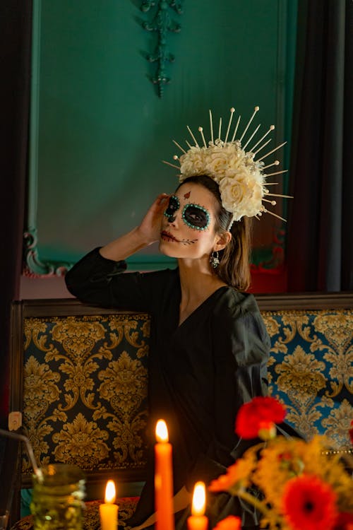 A Woman in Catrina Makeup