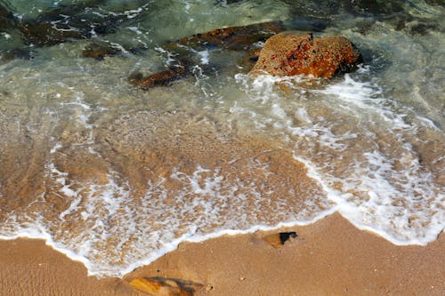 Brown Rock on Body of Water