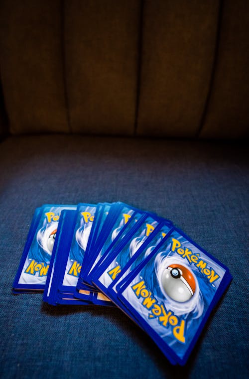 Free A Stack of Pokemon Cards Stock Photo