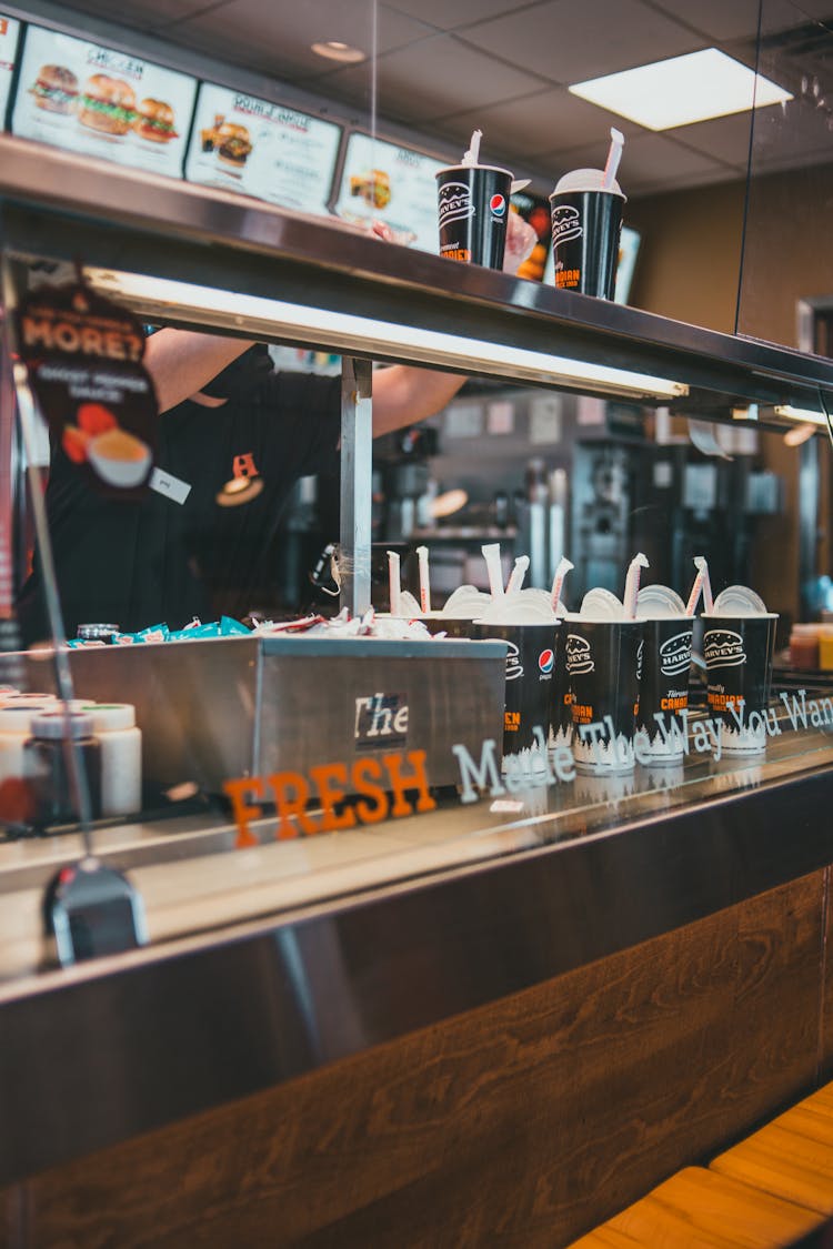 Counter Of Cafe With Meals