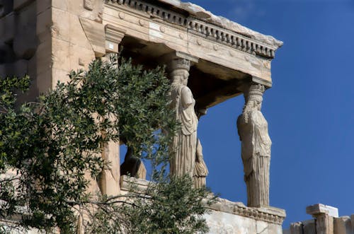 akropol, atina, caryatid sundurma içeren Ücretsiz stok fotoğraf