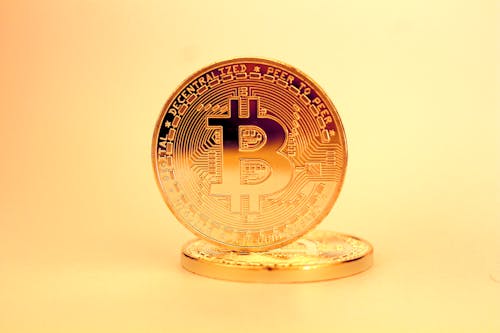 A Close-Up Shot of Gold Bitcoins