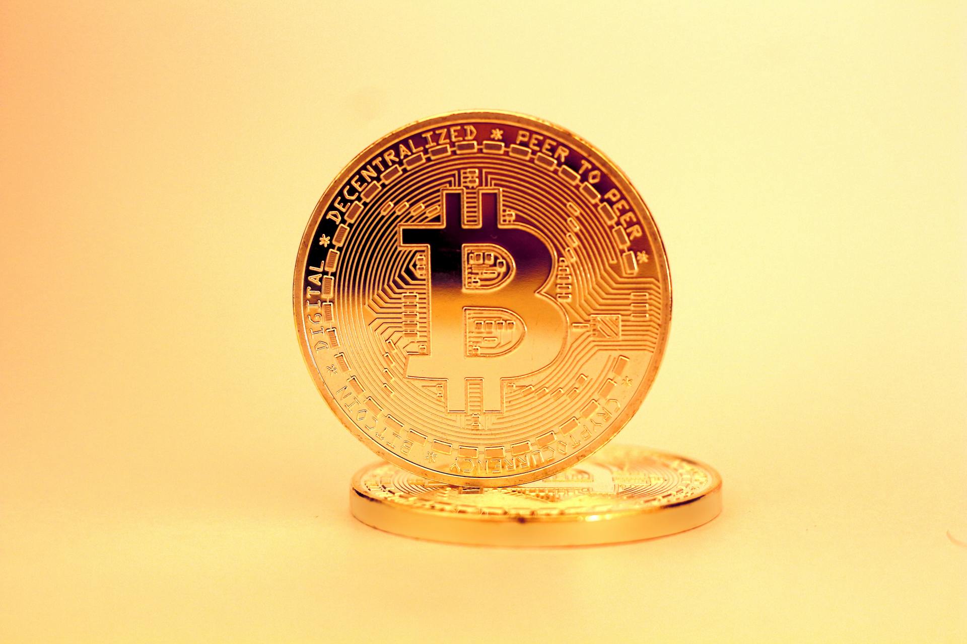 A Close-Up Shot of Gold Bitcoins