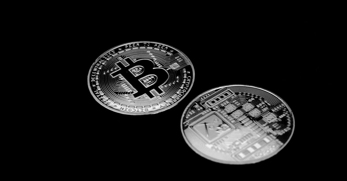 Abstract editorial data-visualization illustration in crimson, downward-flowing tones representing BTC and the broader cryptocurrency market — crypto scenario analysis.